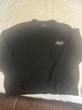 Men's Black Crewneck Sweater with Script Chest Logo